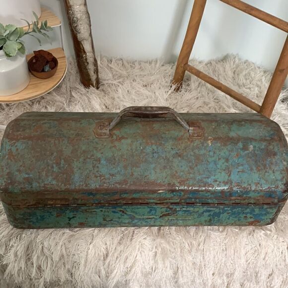 Vintage Distressed And  Rusty Toolbox 
Rustic Farm Industrial Decor - Picture 7 of 16